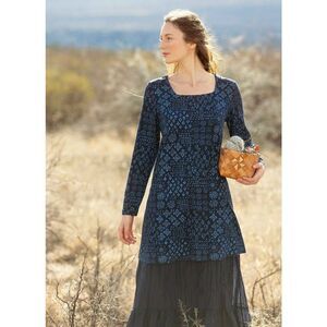 Gundren Sjoden Geometric Print Square Neck Sheath Dress Sz. M